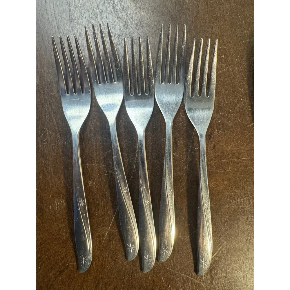 Oneida Twin Star A Mid-century Modern Pattern Stainless Flatware Lot Of 13